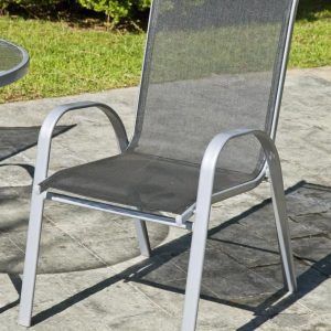 Silla apilable con brazos acero plata Seúl 3