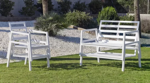 conjunto apilable de aluminio para jardín modelo Ágata