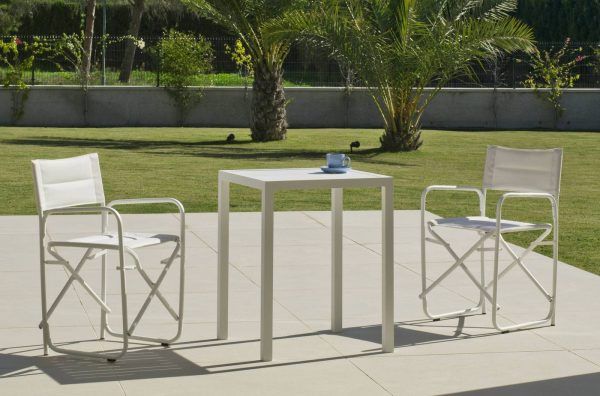 Conjunto de mesa y Sillón de Director plegable blanco Badua 3